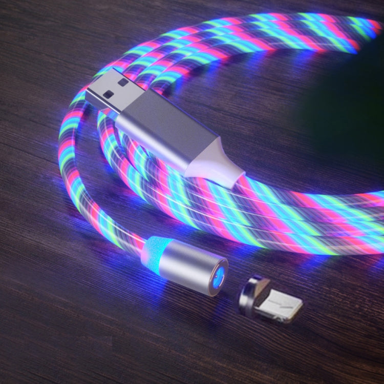 Colorful Streamer Magnetic Suction USB to 8 Pin Charging Cable for Mobile Phone Length: 2m (Color Light)