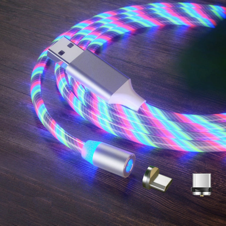 2 en 1 USB a Type-C / USB-C + Micro USB Cable de Carga Streamer Colorido de absorción Magnética Longitud: 2 m (Color claro)