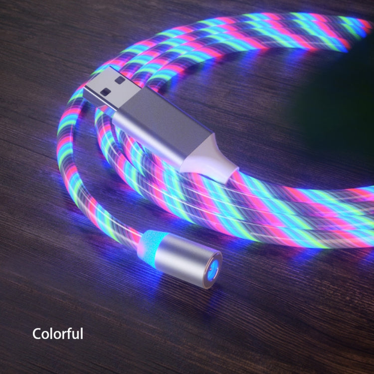 2 in 1 USB to Type-C / USB-C + Micro USB Magnetic Absorption Colorful Streamer Charging Cable Length: 2m (Light Color)