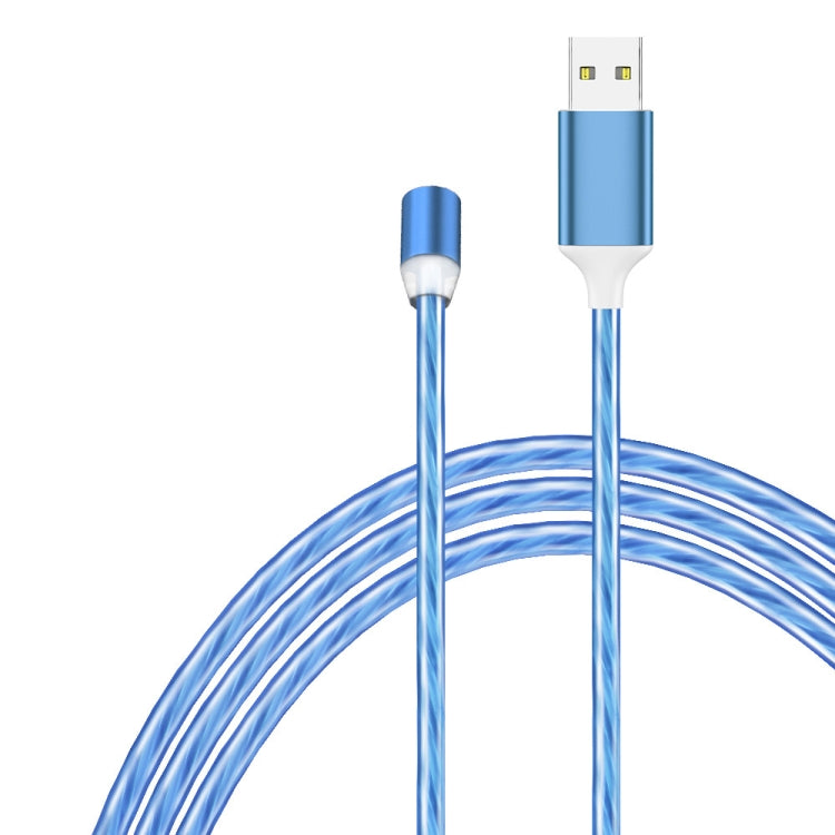 2 in 1 USB zu Typ-C / USB-C + Micro-USB Magnetische Absorption Buntes Streamer-Ladekabel Länge: 2 m (blaues Licht)