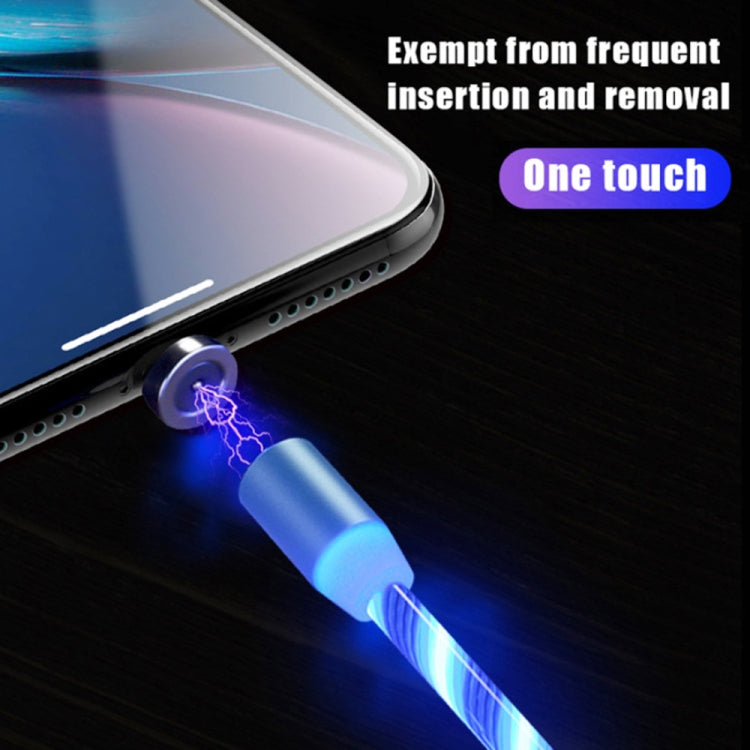 2 in 1 USB to Type-C / USB-C + Micro USB Magnetic absorption Colorful Streamer Charging Cable Length: 2m (Blue light)