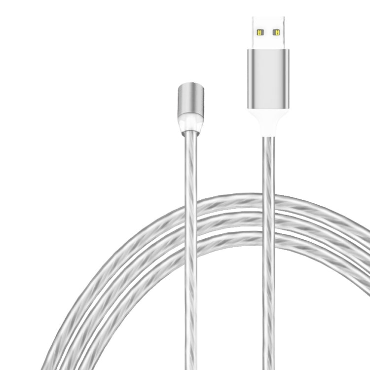 2 en 1 USB a 8 Pines + Micro USB Succión Magnética Colorido Streamer Cable de Carga para Teléfono Móvil Longitud: 2 m (luz de Color)