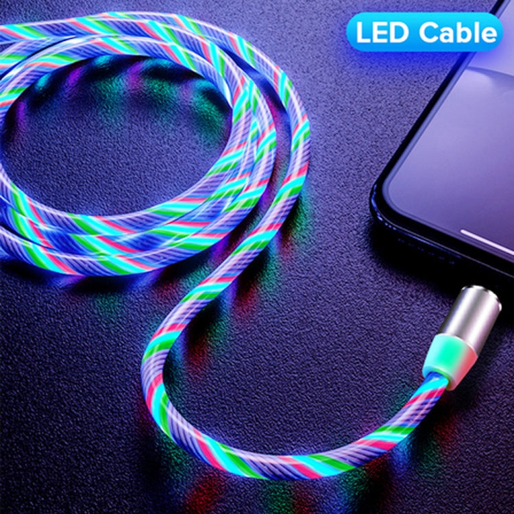 2 in 1 USB to 8 Pin + Micro USB Magnetic Suction Colorful Streamer Mobile Phone Charging Cable Length: 2m (Color Light)