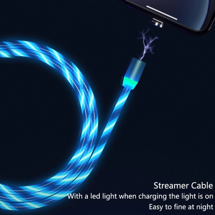 2 in 1 USB to 8 Pin + Type-c / USB-C Magnetic Absorption Mobile Phone Charging Cable Streamer Colorful Length: 2m (Blue Light)