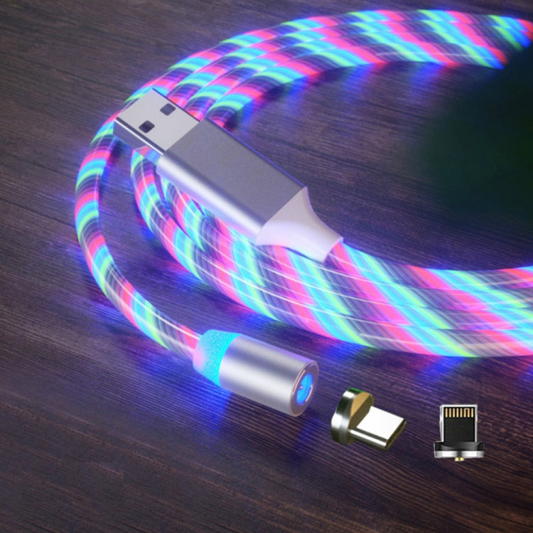 2 in 1 USB to 8 Pin + Type-c / USB-C Magnetic Absorption Mobile Phone Charging Cable Streamer Colorful Length: 2m (Color Light)