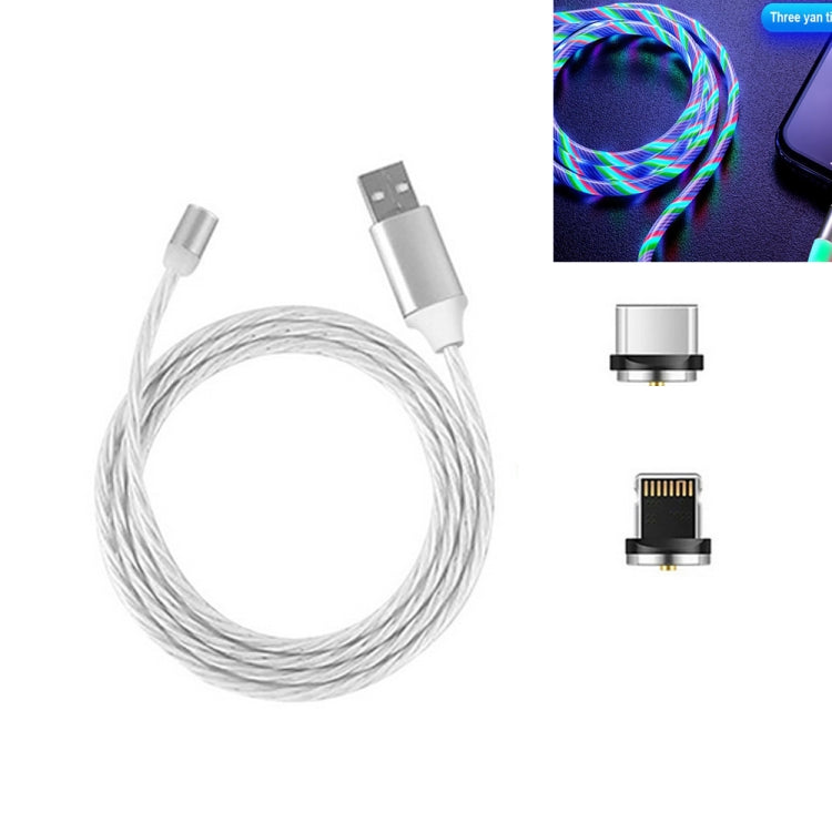 2 in 1 USB auf 8 Pin + Type-c / USB-C Magnetische Absorption Handy Ladekabel Streamer Bunt Länge: 2m (Farblicht)