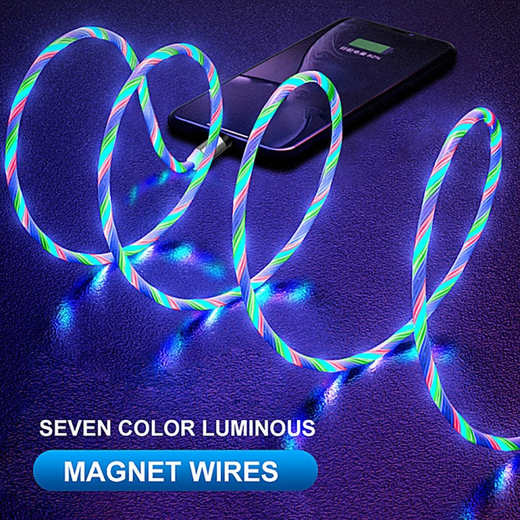 2 in 1 USB to 8 Pin + Type-c / USB-C Magnetic Absorption Mobile Phone Charging Cable Streamer Colorful Length: 2m (Color Light)