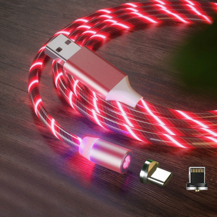 2 en 1 USB à 8 broches + Type-c / USB-C Absorption magnétique Câble de charge pour téléphone portable Streamer Coloré Longueur: 2 m (lumière rouge)