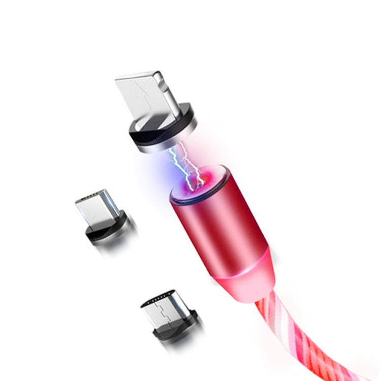 3 in 1 USB to 8 PIN + Type-C / USB-C + Micro USB Magnetic Absorption Magnetic Charging Cable length: 2m (red light)