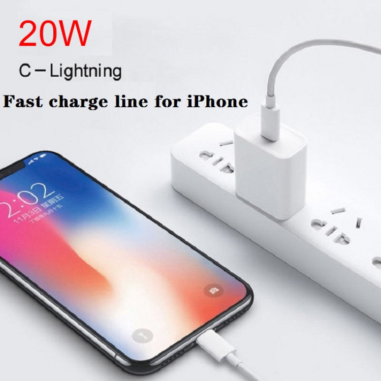 2 in 1 PD 20W Single Port USB-C/Type-C Travel Charger + 3A PD3.0 USB-C/Type-C Matching 8Pin Fast Charging Data Cables Cable length: 2m Plug from USA