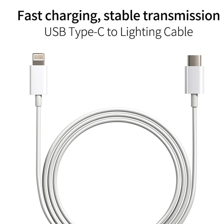 Chargeur de voyage 2 en 1 PD 20W à port unique USB-C/Type-C + 3A PD3.0 USB-C/Type-C Câbles de données à charge rapide 8 broches correspondants Longueur du câble : 2 m Prise des États-Unis