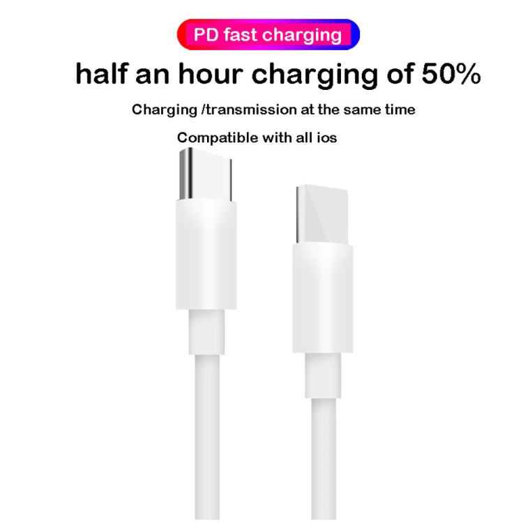 2 in 1 PD 30W USB-C/Type-C + 3A PD 3.0 USB-C/Type-C to USB-C/Type-C Fast Charging Data Cable Set Cable Length: 2m UK Plug