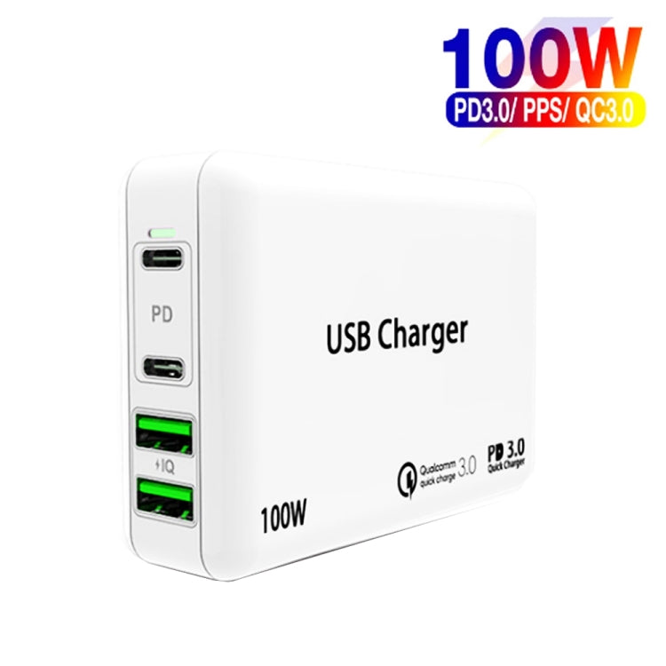 PD 65W Dual USB-C/Type-C + Dual USB 4 Ports Charger with Power Cord for Apple/Huawei/Samsung Laptop Notebook EU Plug