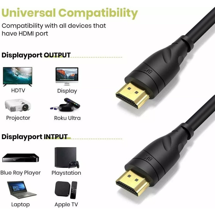 HD09 8K Ultra Clear HDMI 2.1 TV Computer Projection Set Top Box HDMI Cable Cable Length: 3m