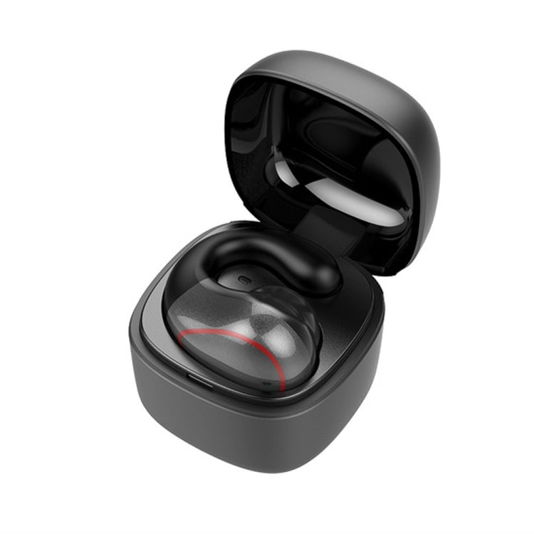 T25 Auriculares Inalámbricos invisibles con Bluetooth 5.0 de una sola Oreja para colocar sobre las Orejas llamadas de alta definición Auriculares de conducción ósea en espera súper larga (Gris)