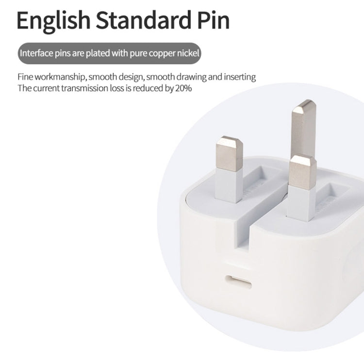 A2344 20W PD 3.0 Type-C / USB-C Foldable Travel Charger + USB-C / Type-C Matching 8 Pin Fast Charging Data Cables UK Plug length: 1m