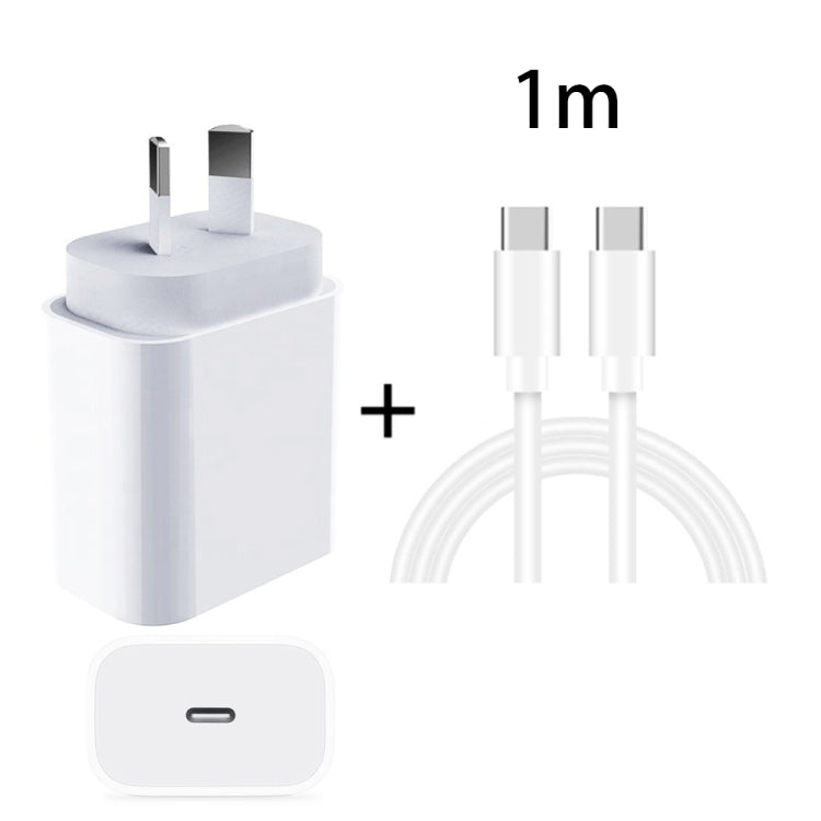 20W PD 3.0 Fast Charger Power Adapter with USB-C / TYPE-C TO Type-C Fast Charging Data Cable AU Plug (1M)