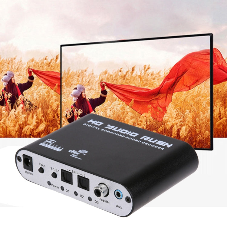 SPDIF coaxial a RCA DTS AC3 Decoder de Audio 5.1CH Amplificador Digital óptico Analógico Convertidor Analógico y Amplificador HD Audio