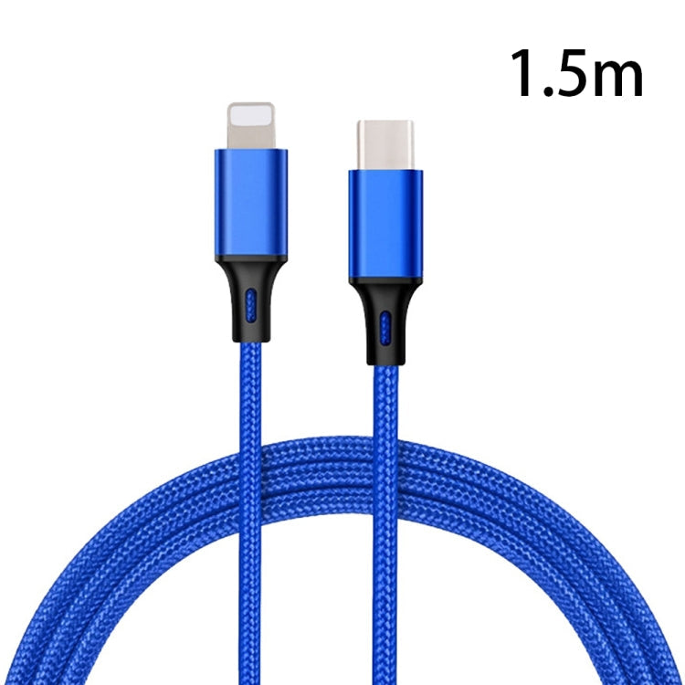 PD 18W USB-C / TYPE-C to 8 PIN Nylon Braided Data Cable is suitable for IPHONE / IPAD series Length: 1.5m (Blue)