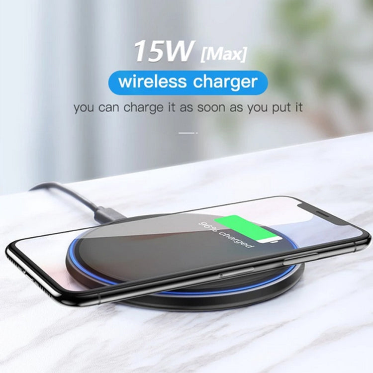 WX-70 15W Ultra-thin Wireless Charger Wireless Charger for Mobile Phone (Black)