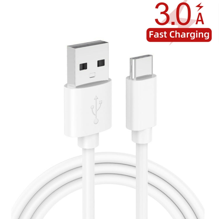 QC-07B QC3.0 3USB LED Digital Display Fast Charger + USB to Type-C Data Cable US Plug (White)