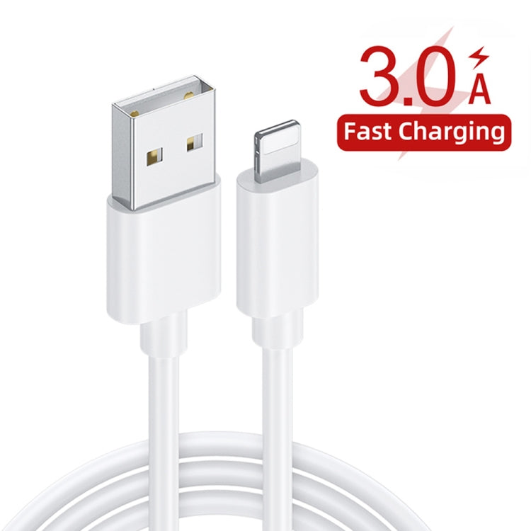 QC-07C QC3.0 Chargeur rapide à affichage numérique LED 3USB + câble de données USB vers prise US 8 broches (Blanc)