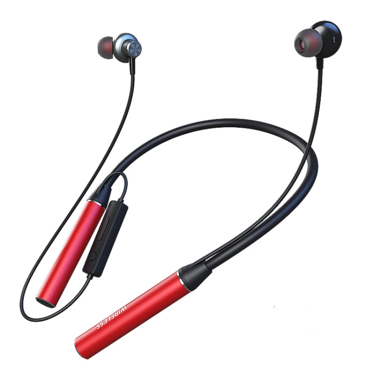 GYM530 Écouteurs de sport à suppression de bruit avec tour de cou magnétique Écouteurs intra-auriculaires Prise en charge de la carte mains libres stéréo / TF (rouge)