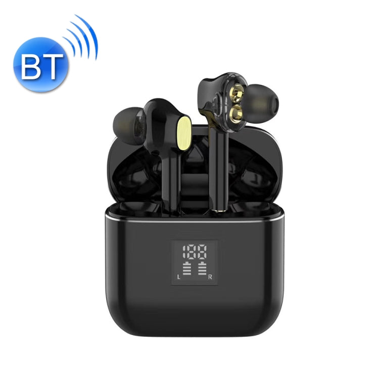TWS-07B Bluetooth 5.0 Auriculares Stereo en la Oreja Auriculares con caja de Carga de Pantalla Digital (Negro)