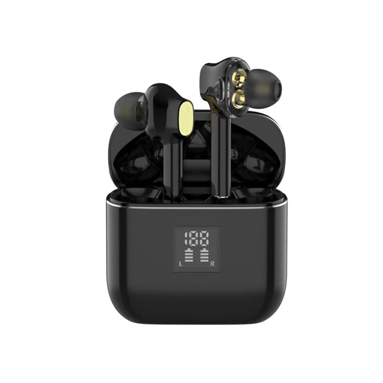 TWS-07B Bluetooth 5.0 Auriculares Stereo en la Oreja Auriculares con caja de Carga de Pantalla Digital (Negro)