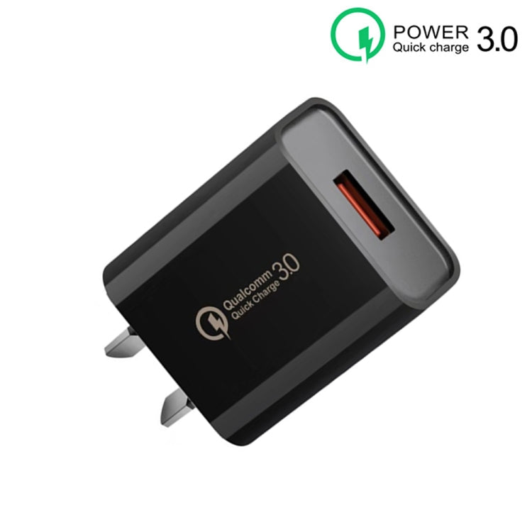 CA-25 QC3.0 USB 3A Fast Charger for Mobile Phone AU Plug (Black)