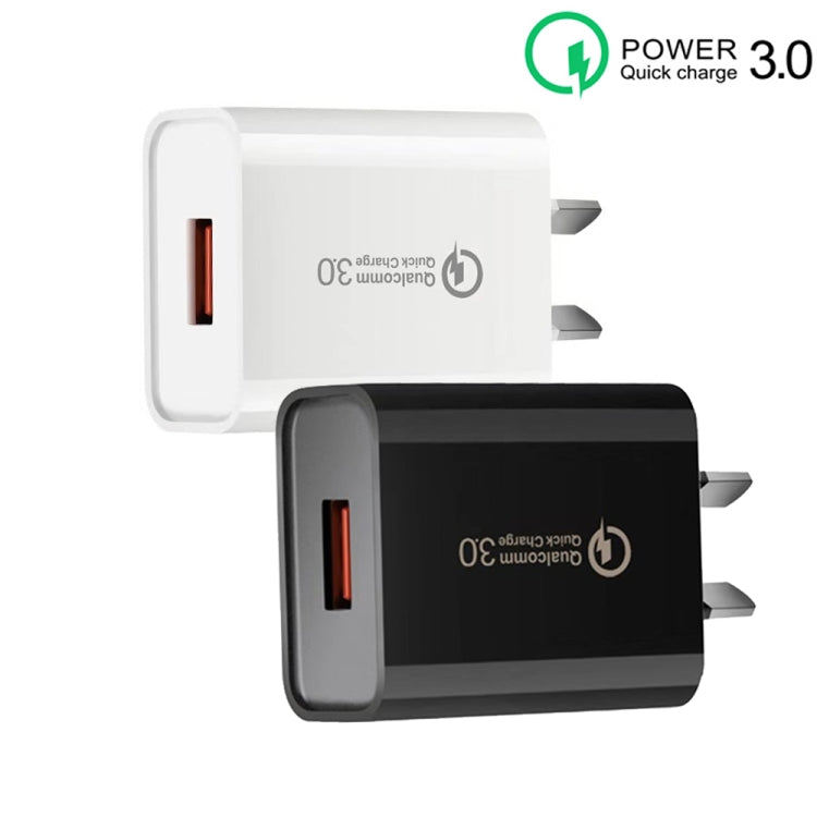 CA-25 QC3.0 Chargeur rapide USB 3A avec câble de données USB vers prise AU 8 broches (Blanc)