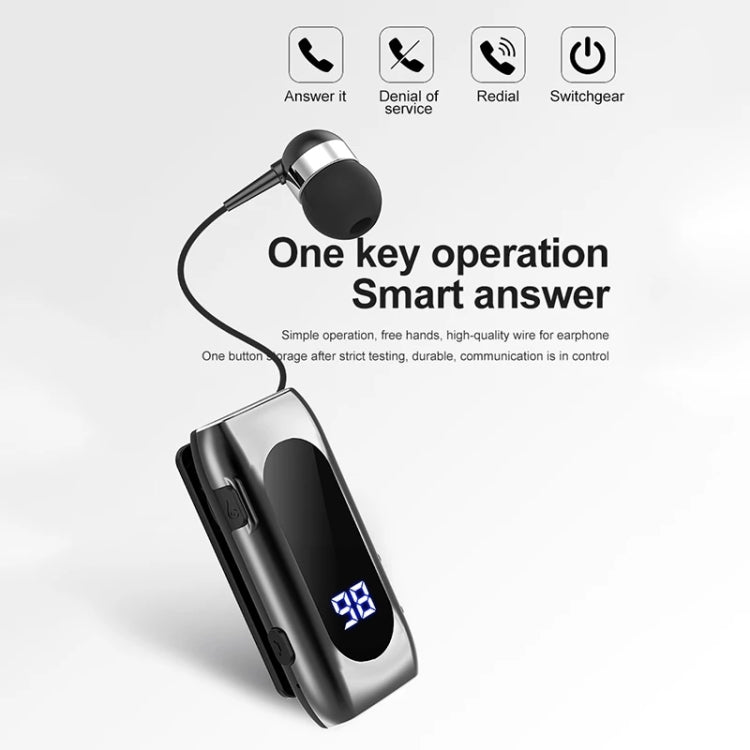 Retractable Cable K55 BT5.2 Smart In-Ear Single Sports Headphones (Black)