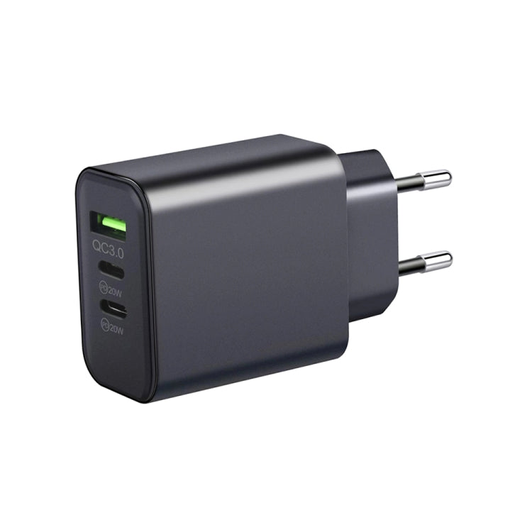 40W Dual PD + QC3.0 Ports Travel Charger for Mobile Phones Tablet (EU Plug)