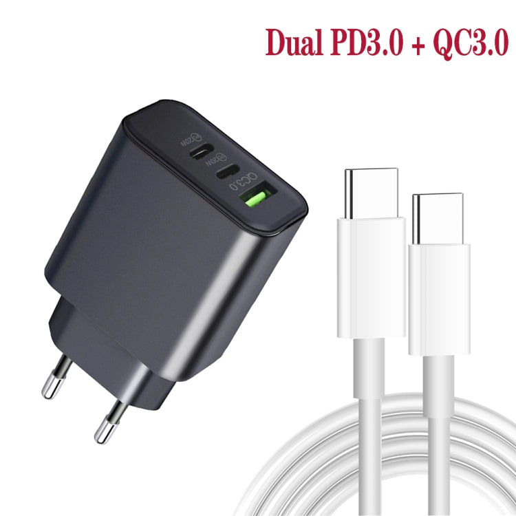 40W Dual PD + QC3.0 Ports Charger with Type C to 8 pin Data Cable (EU Plug)