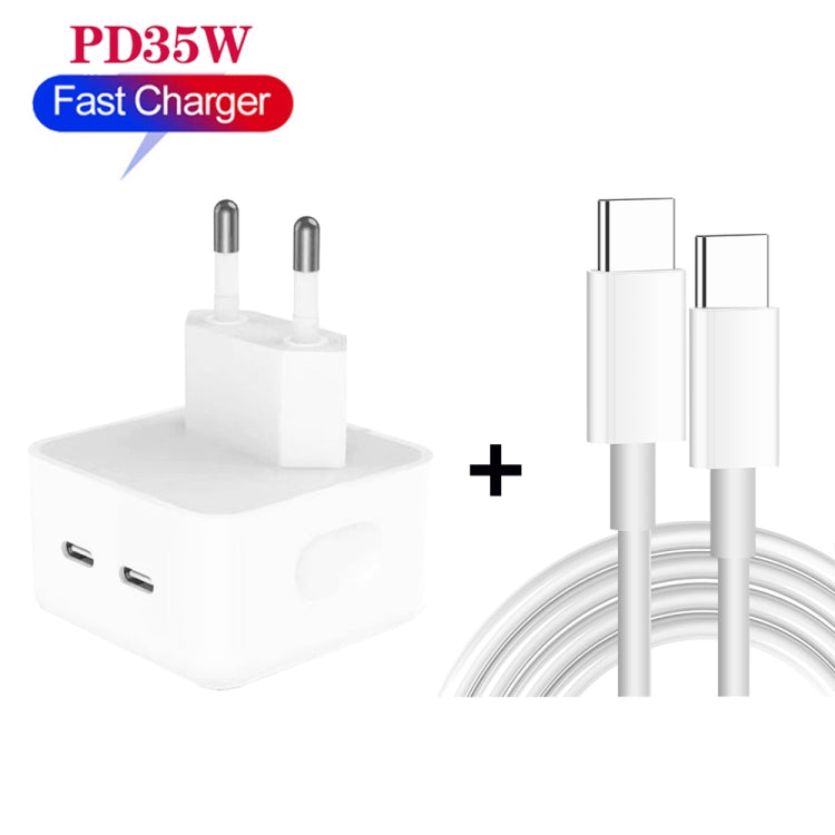 PD 35W PULTITE CHARGE USB-C / TYPE-C Dual 2M Data Cable Type-C to Type-C EU Plug