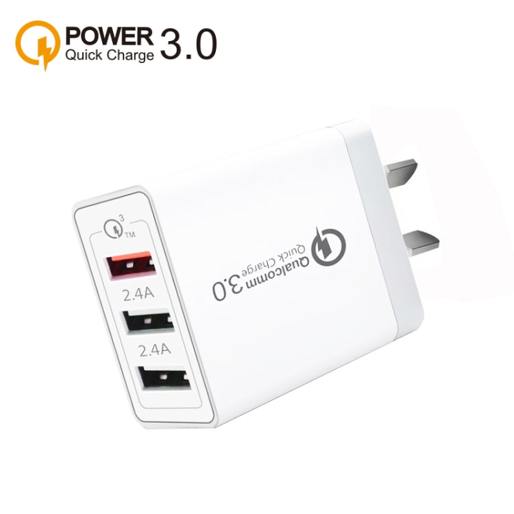 30W QC 3.0 USB + 2 x USB 2.0 Ports Mobile Phone Tablet Fast Charger AU Plug