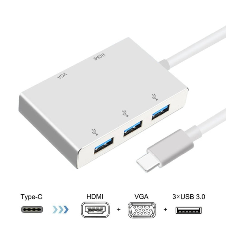 Adaptador de concentrador USB C a HDMI VGA USB 5 en 1 Convertidor USB 3.1 Para computadora Portátil Para MacBook ChromeBook Pixel Huawei MateBook