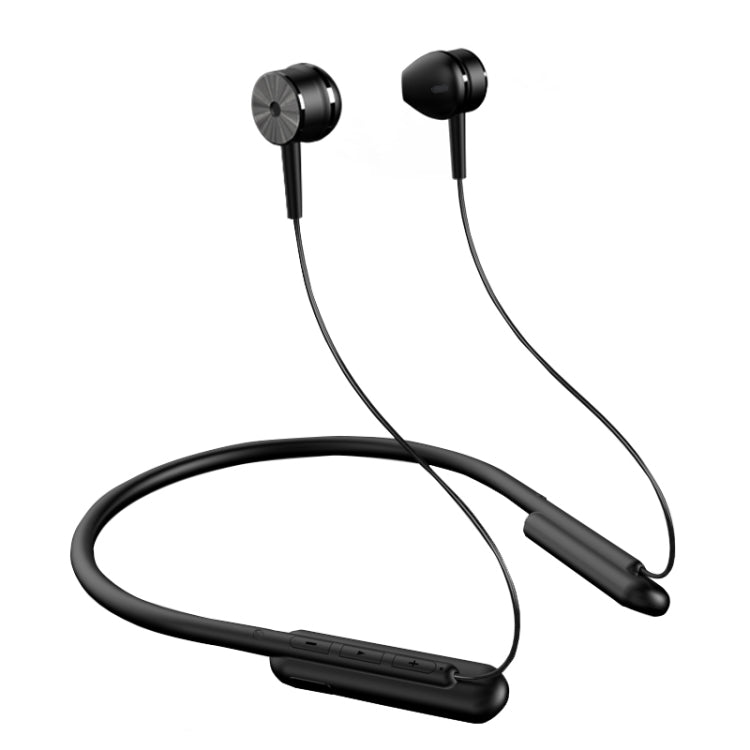 DM-26 Sports Headphones with Retractable Neckband Wireless Foldable Binaural Bluetooth 5.0 In Ear for Running (Black)