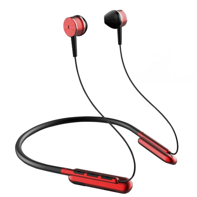 DM-26 Auriculares Deportivos con banda para el cuello retráctil Inalámbrica binaural plegable Bluetooth 5.0 en la Oreja para correr (Rojo)
