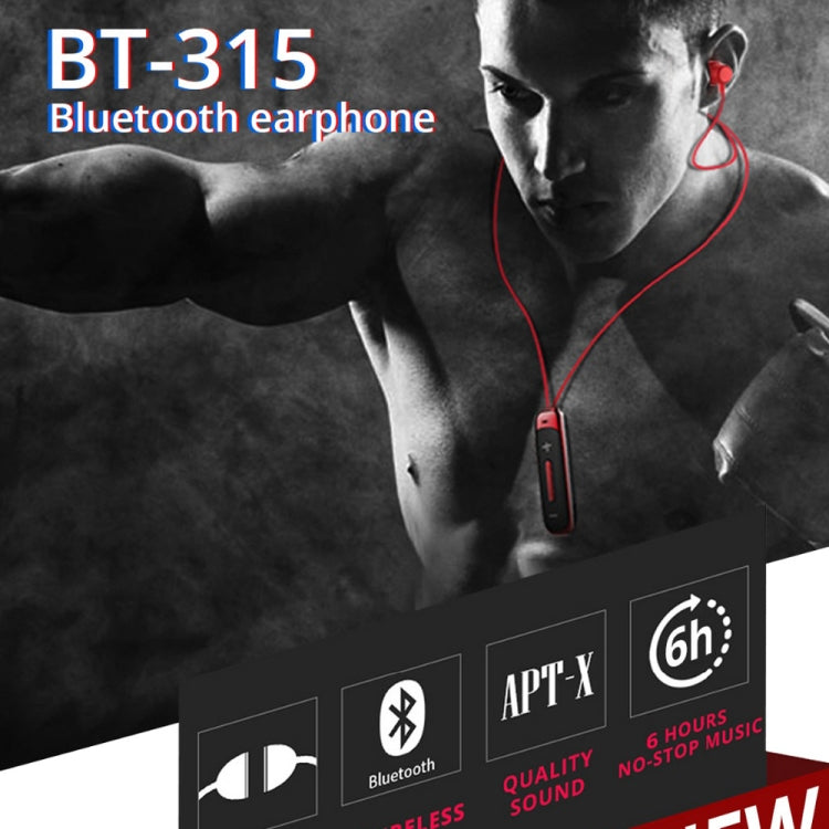 BT315 Casque Bluetooth Sport Casque Stéréo Sans Fil Bluetooth 4.1 avec Microphone Casque Sport avec Basse Magnétique (Noir)