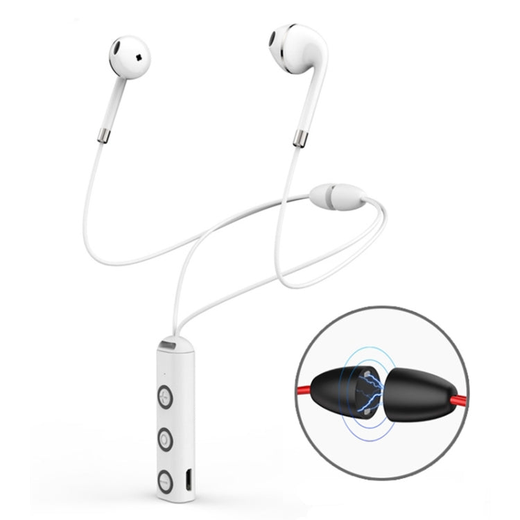 BT313 Magnetic Headphones Wireless Sports Headphones Bluetooth Handsfree High Definition Stereo Headphones with Microphone (White)