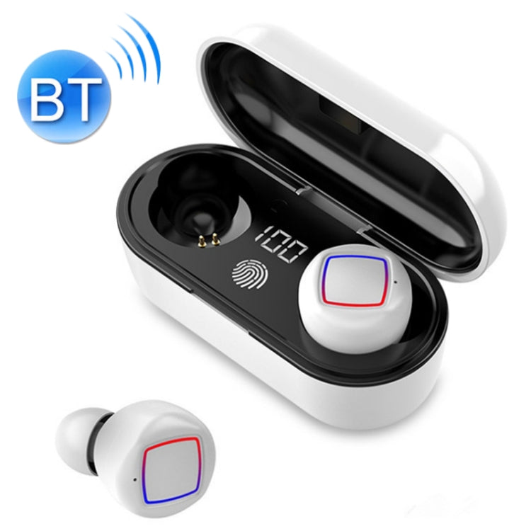 Affichage LED de la batterie des écouteurs Bluetooth TWS Fingerprint Touch avec compartiment de charge (blanc)