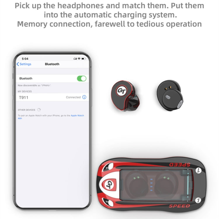 T911 TWS sans fil Bluetooth 5.0 écouteurs de musique stéréo intra-auriculaires mini-écouteurs avec étui de charge (céramique blanche)