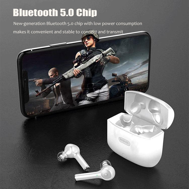 TWS-T9 Pop-up 5.0 Headphones with Touch Control Hifi Sound Quality Transparent and Durable Wireless Bluetooth Headphones (White)