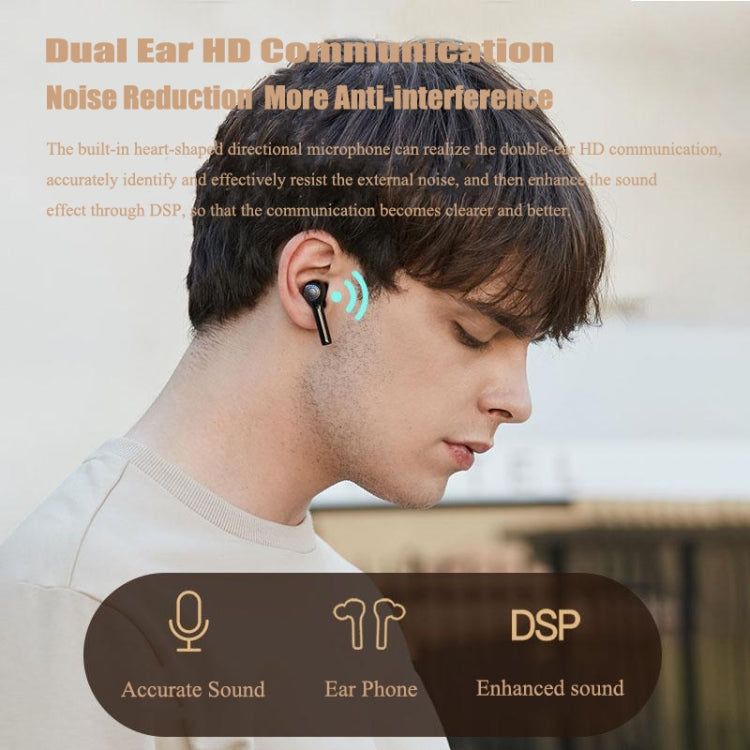 TWS-T9 Pop-up 5.0 Headphones with Touch Control Hifi Sound Quality Transparent and Durable Wireless Bluetooth Headphones (White)