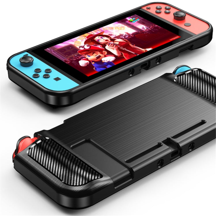 Para Nintendo Cambiar la textura cepillada Fibra de carbono TPU Caso (Rojo)