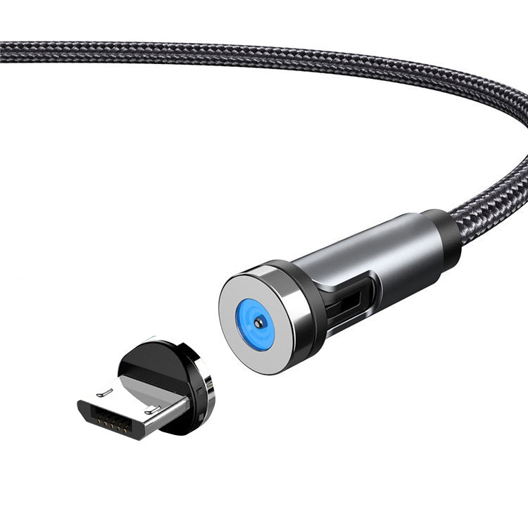 CC56 Micro USB Interface magnétique Bouchon anti-poussière Câble de chargement de données rotatif Longueur du câble : 2 m (noir)