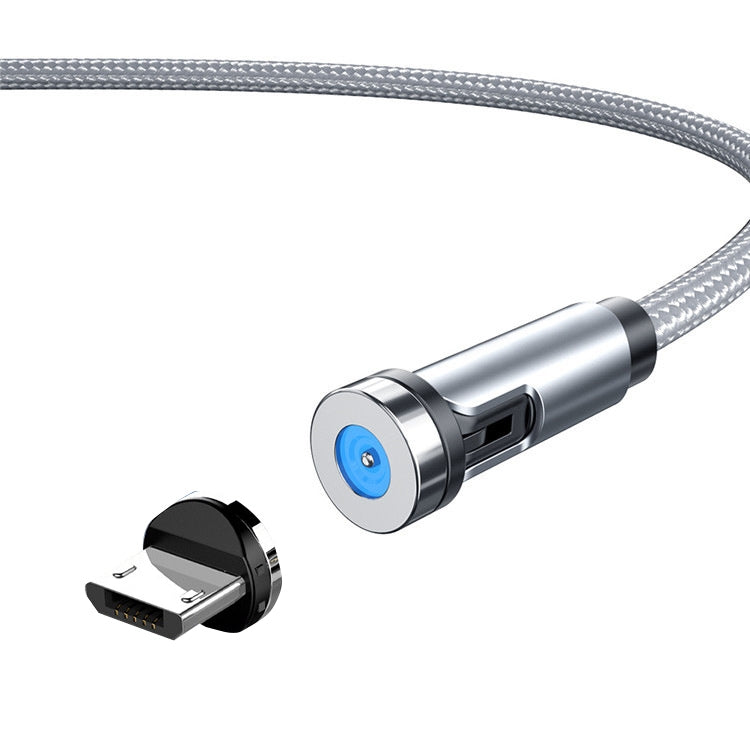 Cable de Carga de Datos giratorio con Enchufe de polvo de interfaz Magnética Micro USB CC56 longitud del Cable: 2 m (Plata)
