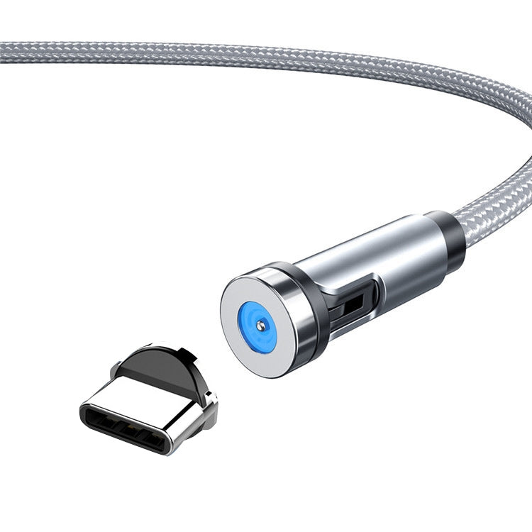 CC56 Cable Magnético giratorio para tapón anTipolvo longitud del Cable: 2 m estilo: Cabezal Tipo C / USB-C (Plateado)
