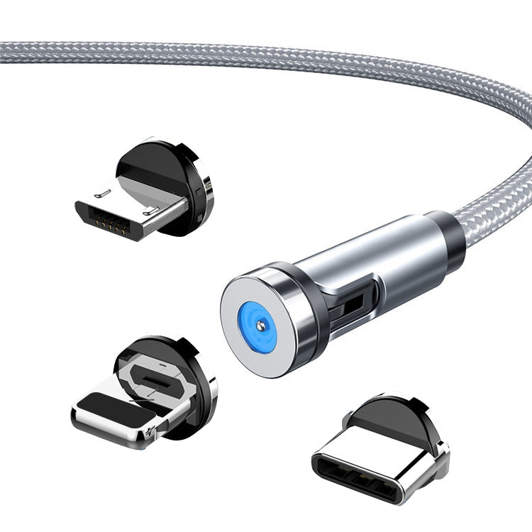 CC56 8 broches + Type-C / USB-C + Micro USB Interface magnétique Bouchon anti-poussière Câble de charge de données rotatif Longueur de charge : 2 m (Argent)